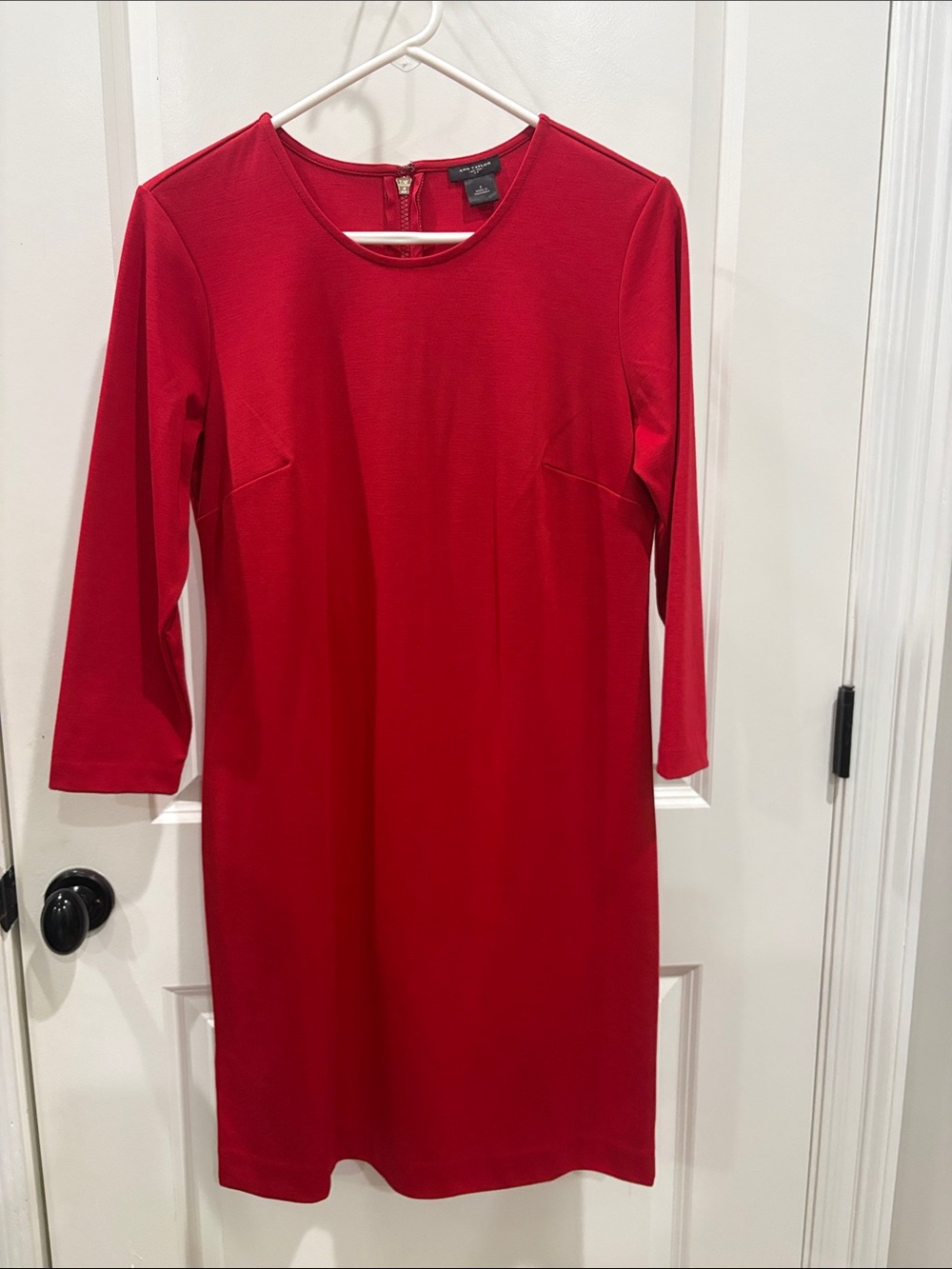 Ann Taylor Red Long-Sleeve Sheath Dress
